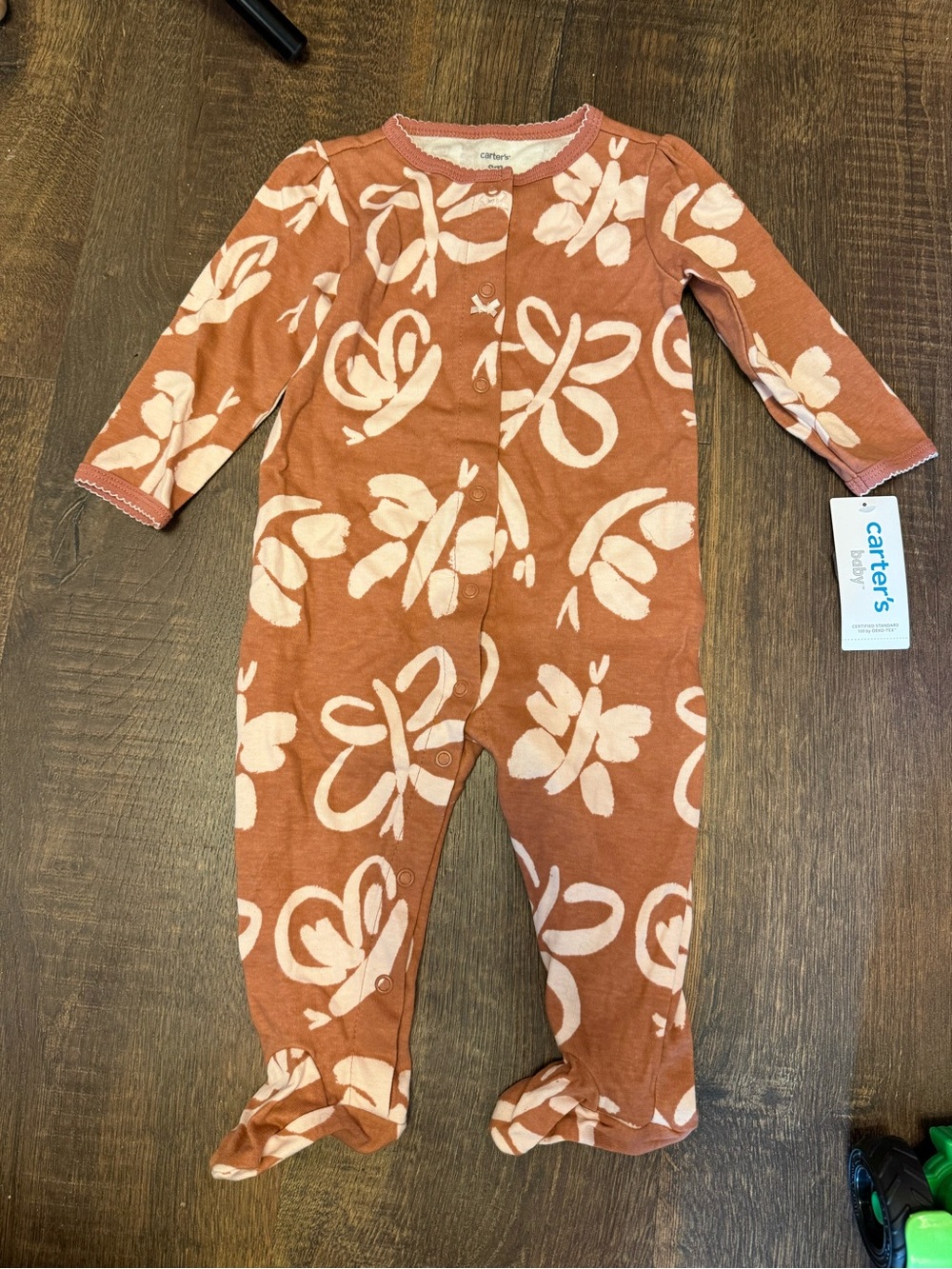 Carter's Mauve with Light Pink Floral Footed One-Piece